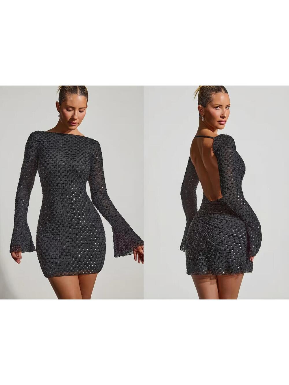 Oh Polly Black Sequin Mini Dress Style 8419 Size 10 NWT MSRP $120
